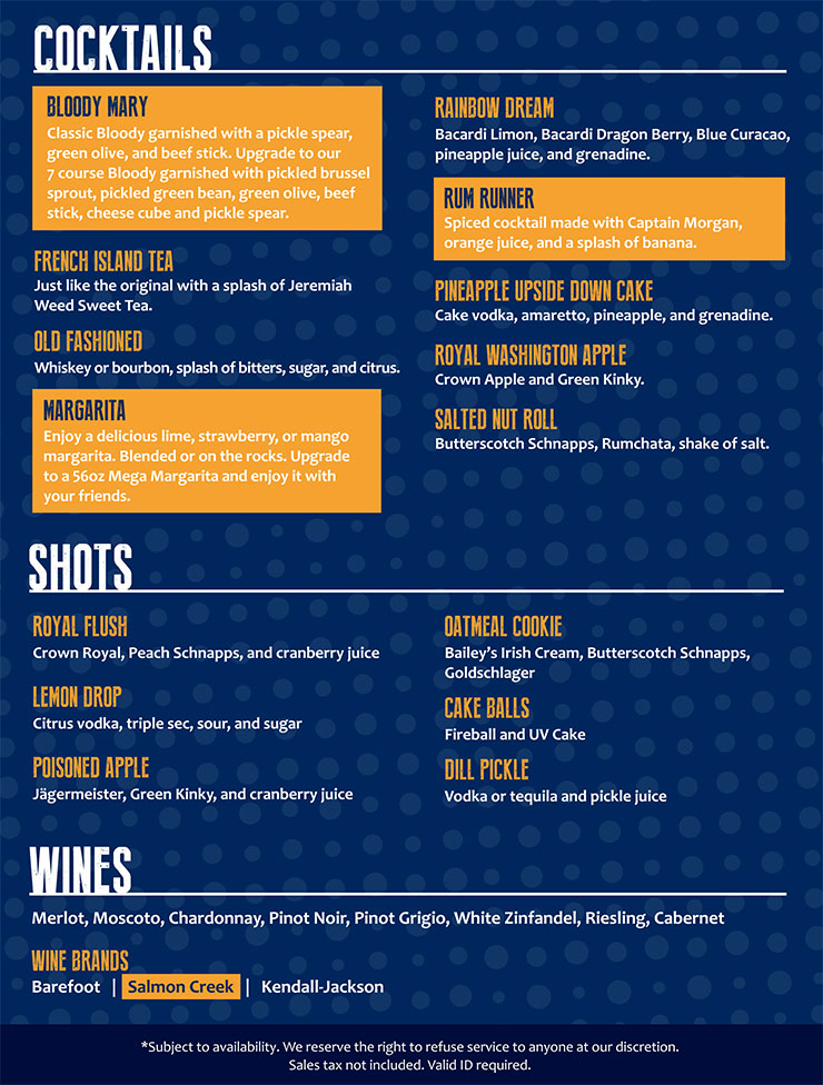 Drink Menu at Shenanigans in La Crosse, WI